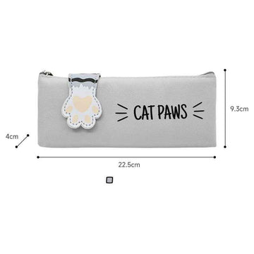 Cute Cat Paw Canvas Pencil Case Student Pen Bag Organizer Grey