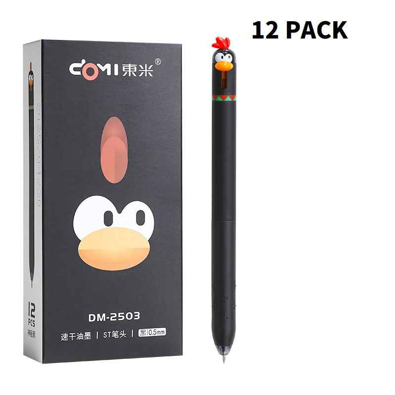 12PCS Funny Chicken Retractable Gel Pens 0.5mm Fine Point Black Ink 12 Black