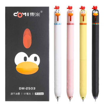 12PCS Funny Chicken Retractable Gel Pens 0.5mm Fine Point Black Ink 12 Mixed Color
