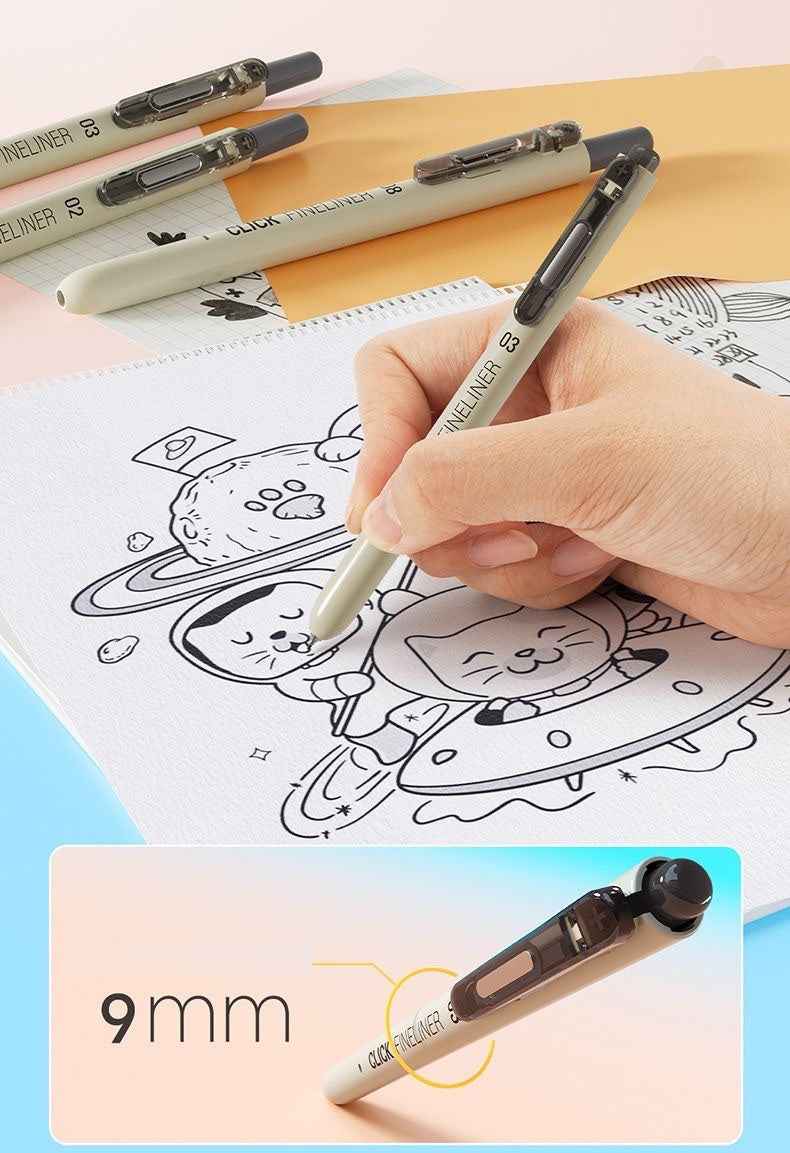 Click Fineliner Pens Black Pigment Ink Micro Drawing 9 Size