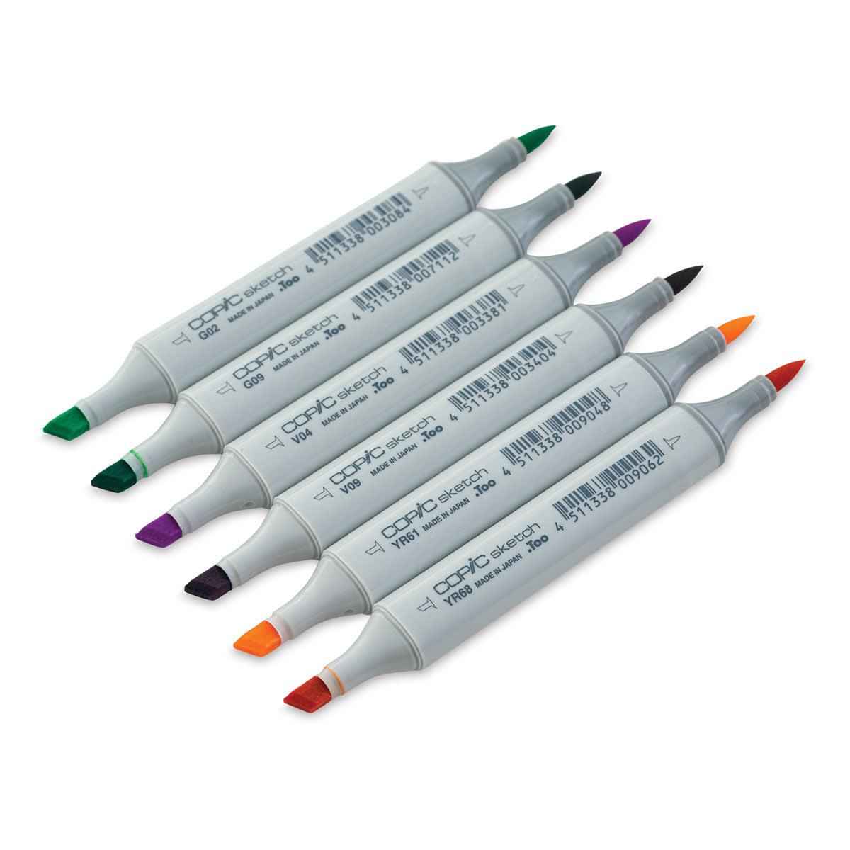 COPIC Sketch Brush Marker Pens 6 Color Secondary Tones