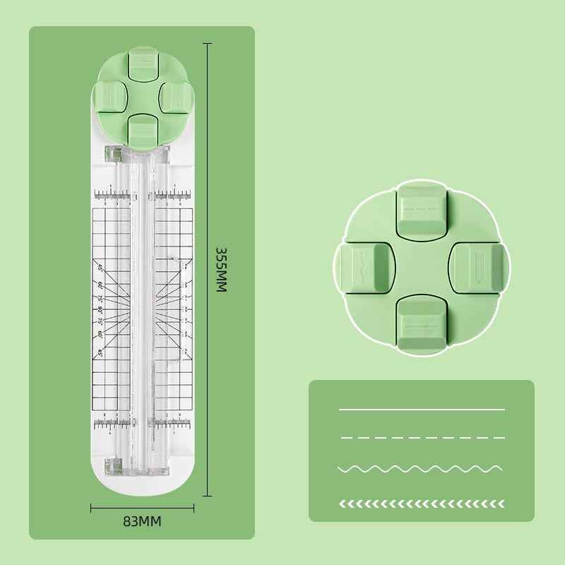 4in1 Paper Trimmer Craft Paper Cutter with Dial Blades Green
