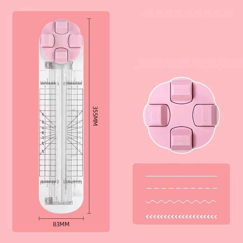 4in1 Paper Trimmer Craft Paper Cutter with Dial Blades Pink