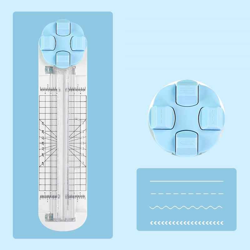 4in1 Paper Trimmer Craft Paper Cutter with Dial Blades Blue