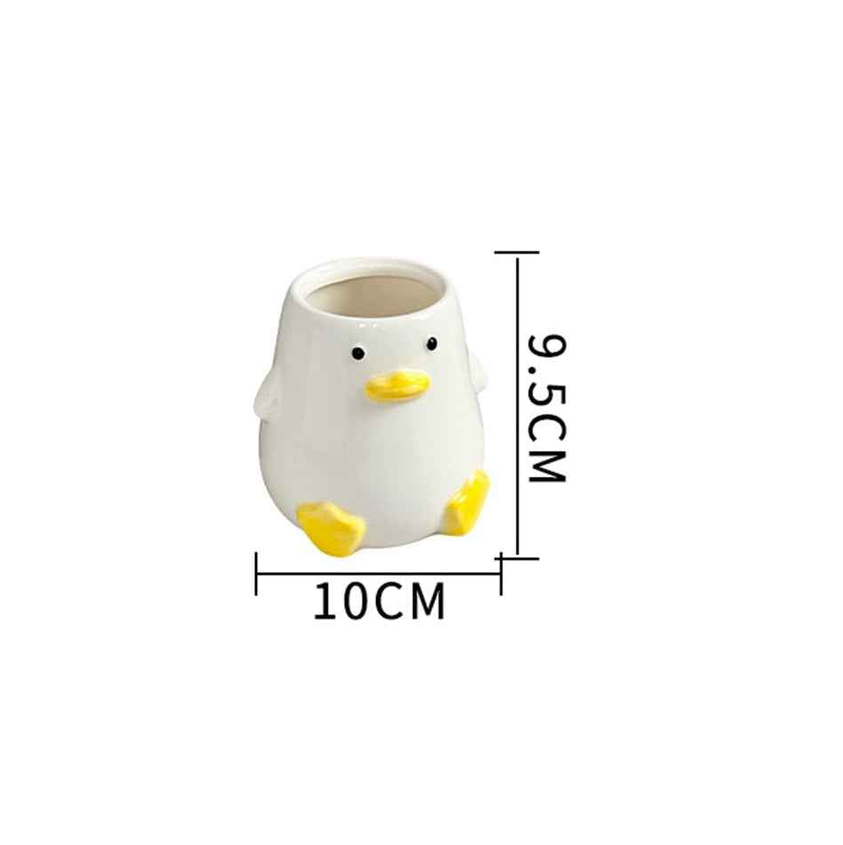 Cute Duck Ceramic Pen Holder Pencil Cup for Kids
