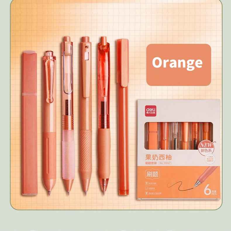 DELI 33867 Gel Pens Journaling Highlighter 6 Pack Orange