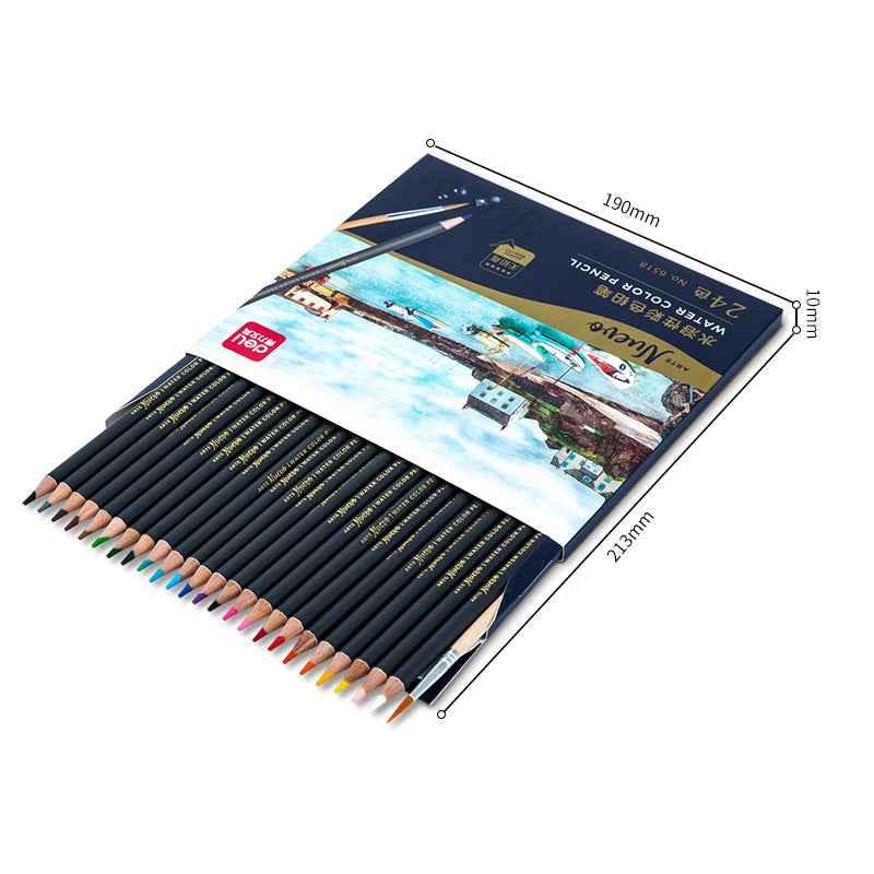 DELI Watercolor Pencils,Box of 24/36/48 Colors with Paint Brush