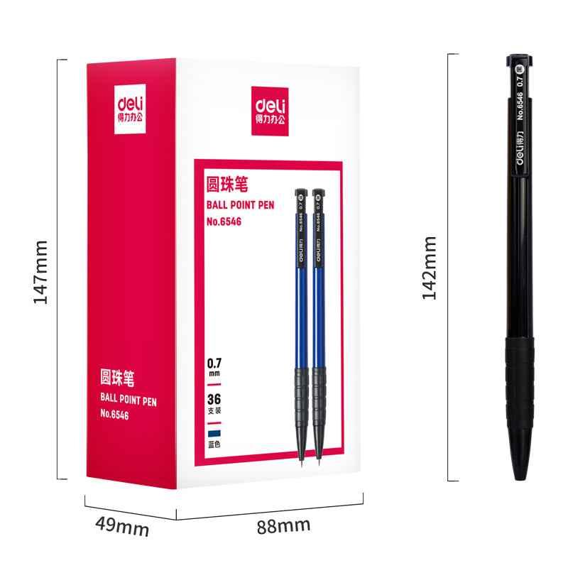 DELI Retractable Ballpoint Pens,Fine Point 0.7mm,Black/Red/Blue Ink,36 Pack Black