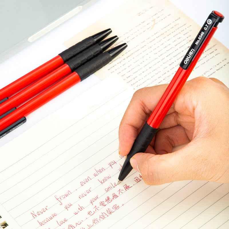 DELI Retractable Ballpoint Pens,Fine Point 0.7mm,Black/Red/Blue Ink,36 Pack