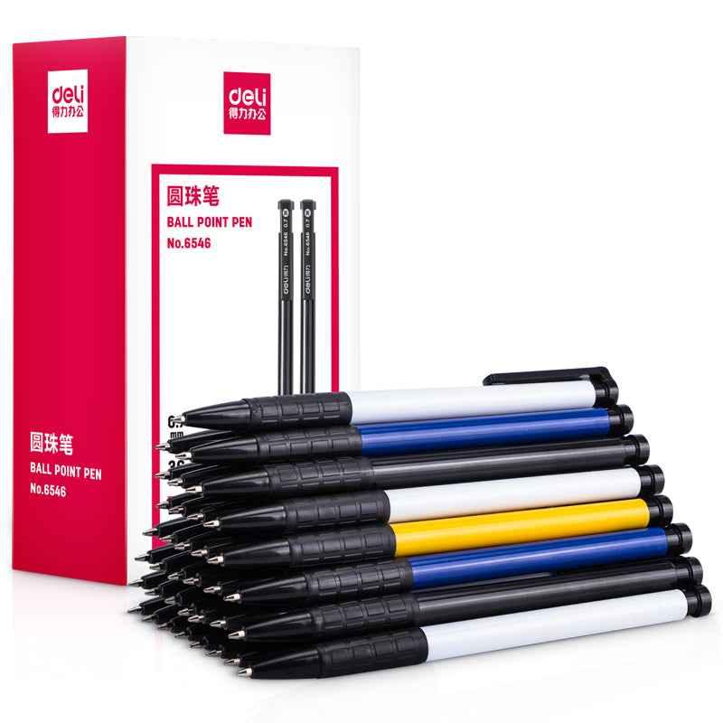 DELI Retractable Ballpoint Pens,Fine Point 0.7mm,Black/Red/Blue Ink,36 Pack Black