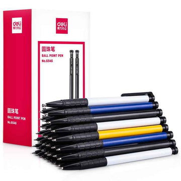 DELI Retractable Ballpoint Pens,Fine Point 0.7mm,Black/Red/Blue Ink,36 Pack Black