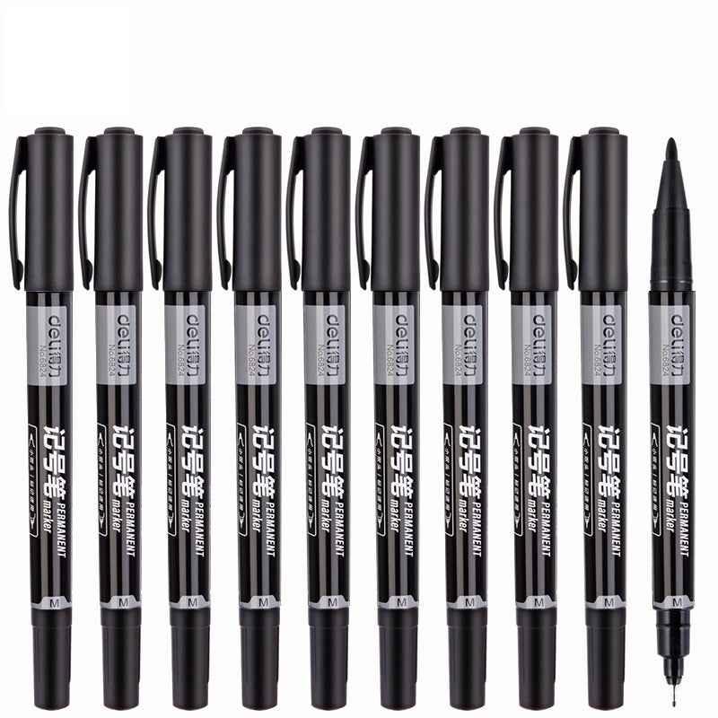 DELI Dual Tip Permanent Art Marker Pen,Fine & Ultra Fine Tip,12 Pack Black