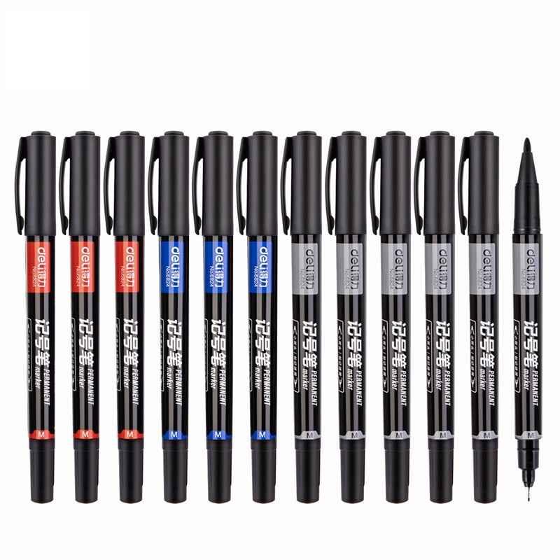 DELI Dual Tip Permanent Art Marker Pen,Fine & Ultra Fine Tip,12 Pack Mixed