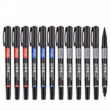 DELI Dual Tip Permanent Art Marker Pen,Fine & Ultra Fine Tip,12 Pack Mixed