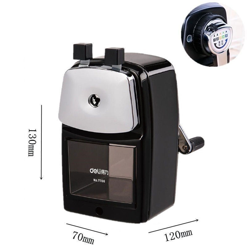 DELI 71156 Pencil Sharpener Precision Manual Crank 5 Grades Adjustable Black
