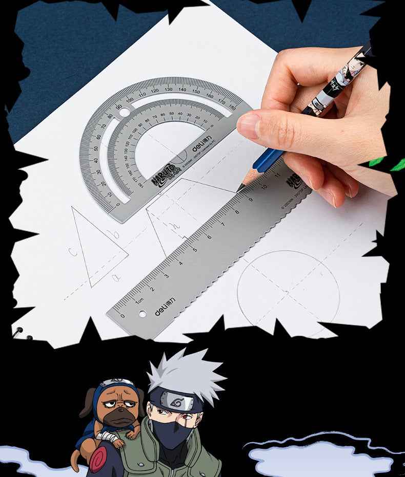 DELI 79539 Naruto Metal Ruler Set – 4-Piece Gold Silver 2 Pack