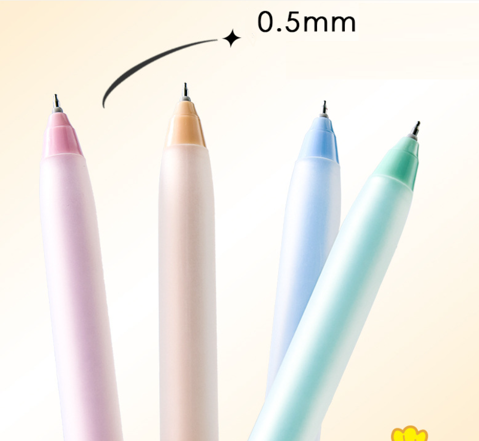 DELI Cat Silent Click Gel Pen – 0.5mm Black Ink – 12-Pack