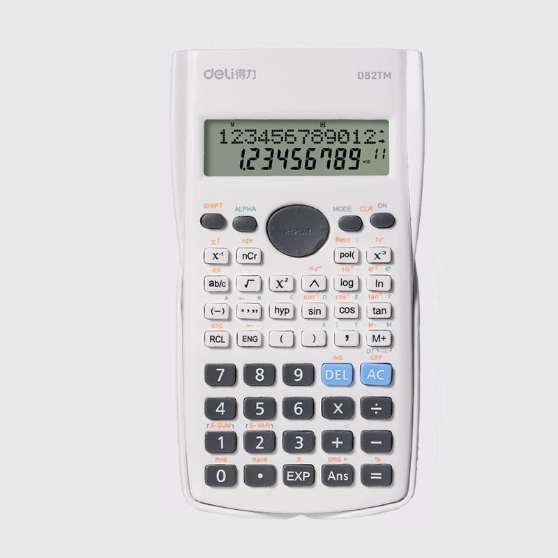 DELI D82MS Scientific Calculator - 240 Functions with 2-Line Display White