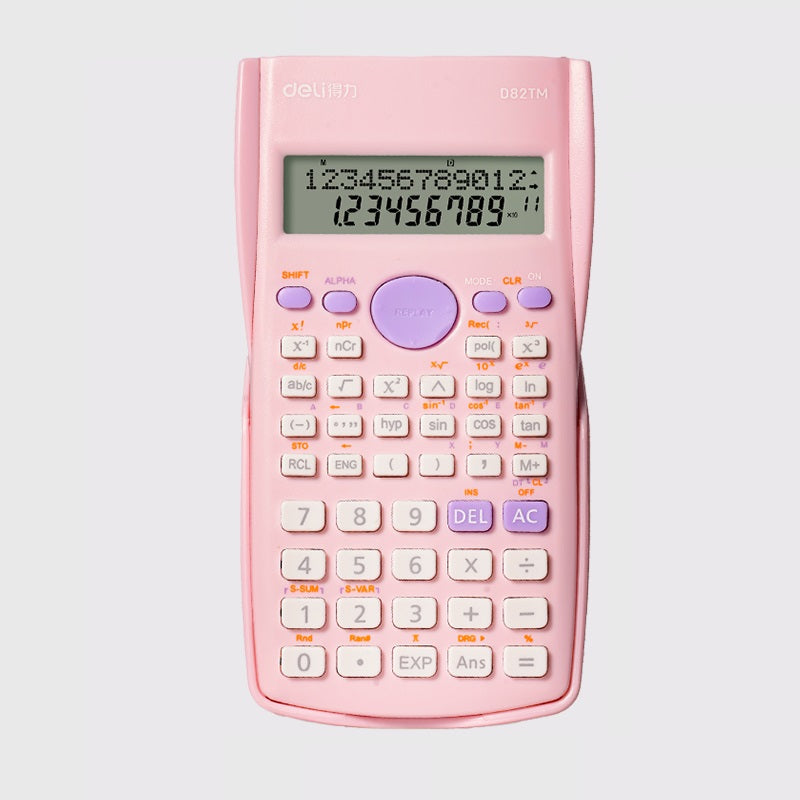 DELI D82MS Scientific Calculator - 240 Functions with 2-Line Display Pink Purple