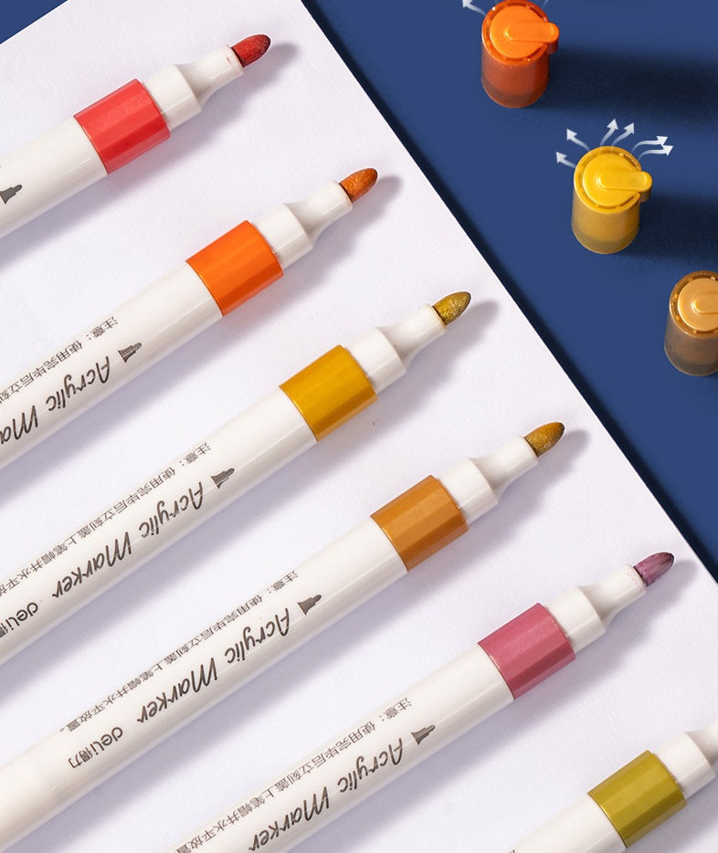 DELI Metallic Acrylic Marker Pens – 18 Colors, Perfect for Black Paper