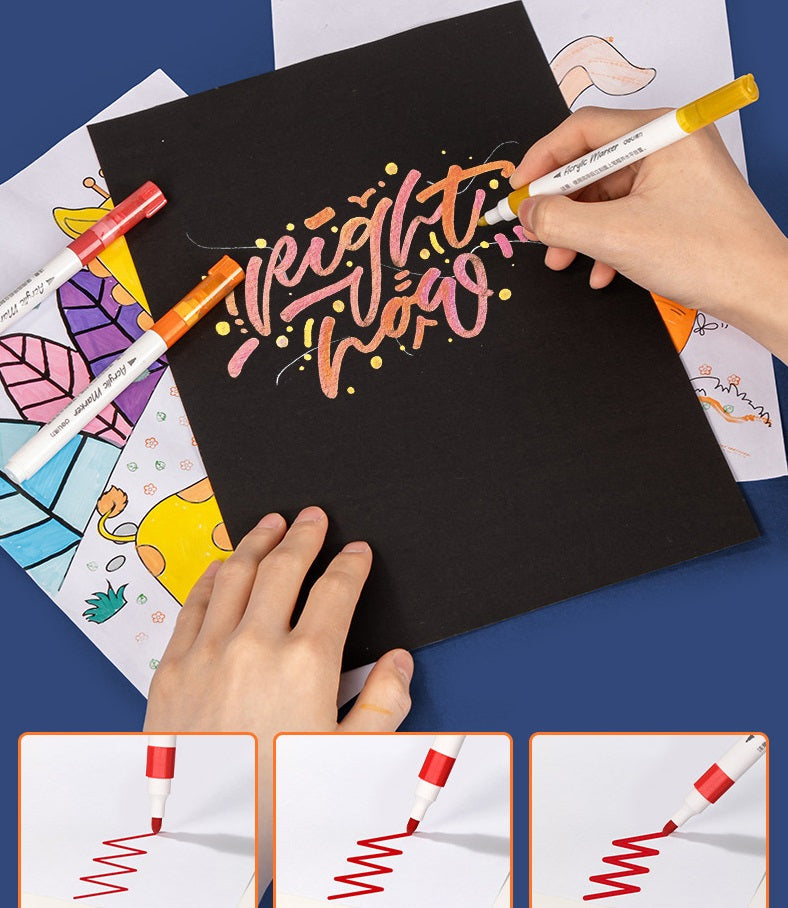 DELI Metallic Acrylic Marker Pens – 18 Colors, Perfect for Black Paper
