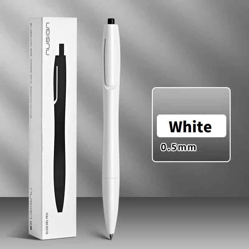 DELI NUSIGN NS801 Master Series Click Gel Pen – 0.5mm Black Ink White