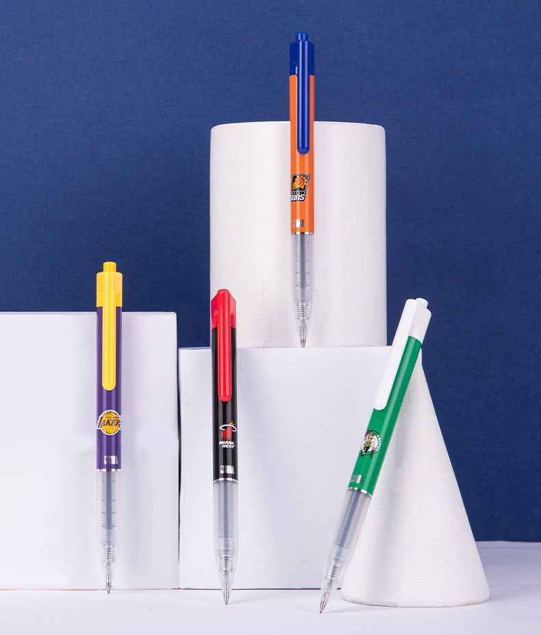 DELI SF120 NBA Click Gel Pen – 0.5mm Quick-Dry Black Ink, 12-Pack
