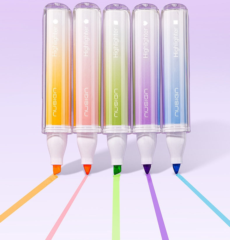 DELI Scented Highlighters – Axe-Shaped Fiber Tip, 5-Color Set