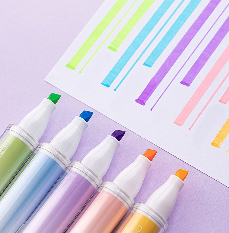 DELI Scented Highlighters – Axe-Shaped Fiber Tip, 5-Color Set