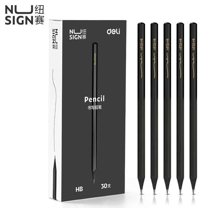 DELI 2B HB Black Wood Cased Graphite School Pencils 30 Pack HB