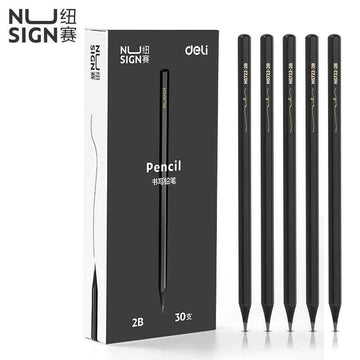 DELI 2B HB Black Wood Cased Graphite School Pencils 30 Pack 2B