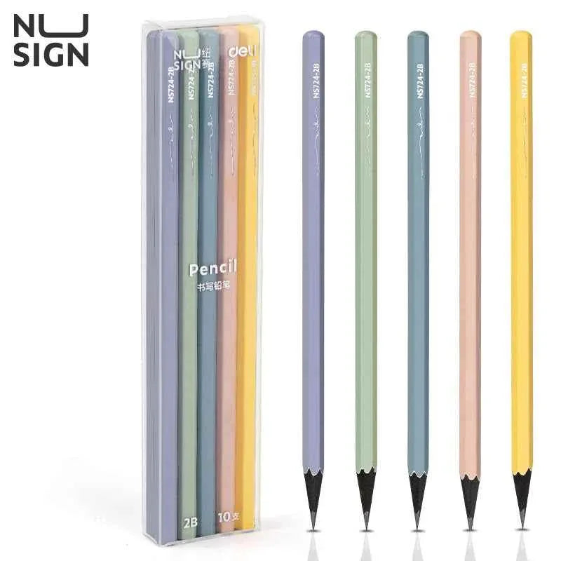 DELI 2B HB Colorful Wooden Pencils for School Office,10 Pack 2B