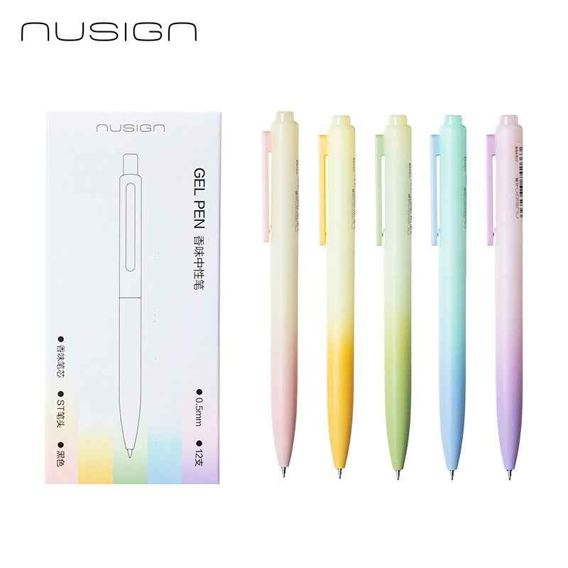 DELI NUSIGN Fragrance Scented Click Gel Pens 0.5mm Black Ink,5 Pack