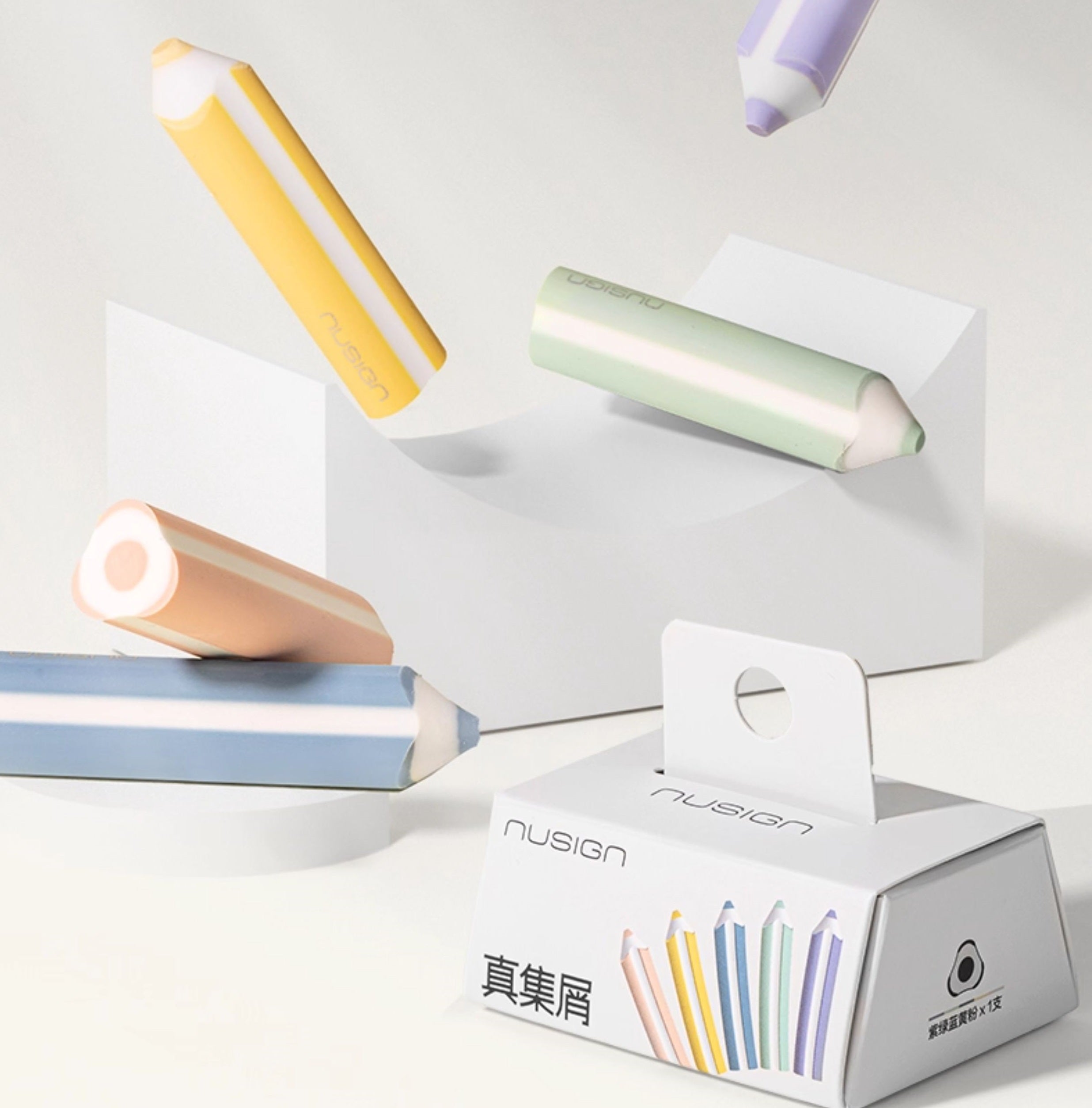 DELI Nusign NS038 Pencil-Type Erasers - 10-Pack