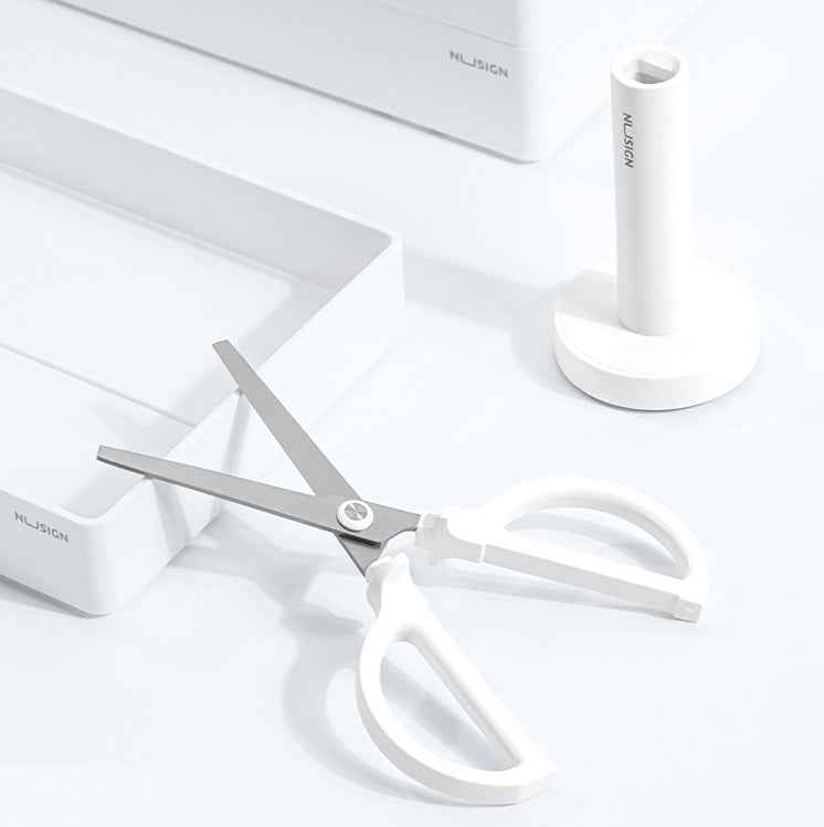DELI Nusign NS051A Standing Office & Craft Scissors with Non-Slip Base White