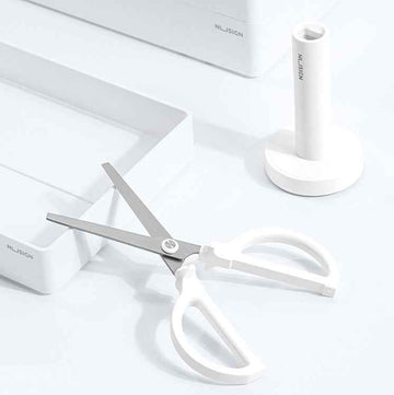 DELI Nusign NS051A Standing Office & Craft Scissors with Non-Slip Base White