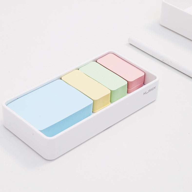 DELI Nusign NS138 Sticky Notes - 4-Color Set with Storage Tray