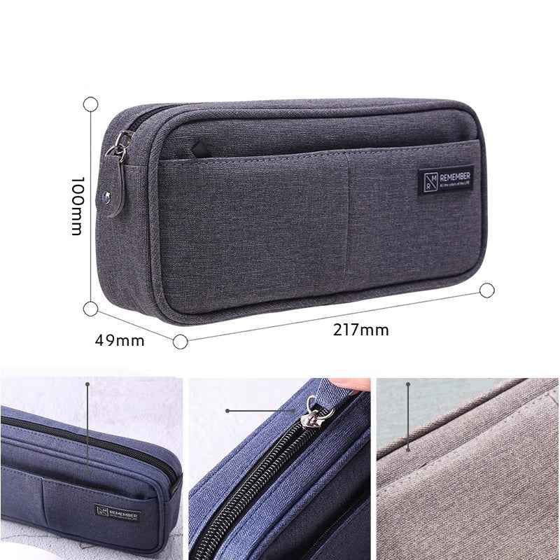 DELI Oxford Fabric Pencil Case Pen Pouch for Students Dark Grey