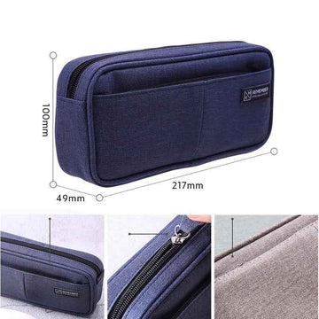 DELI Oxford Fabric Pencil Case Pen Pouch for Students Dark Blue