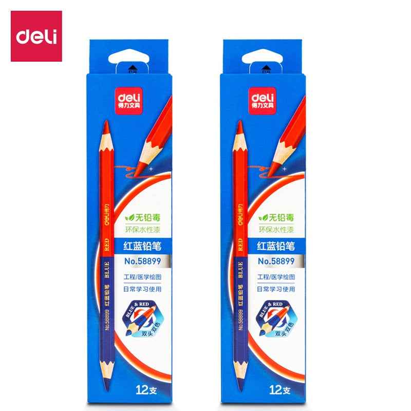 DELI Red and Blue Double Colored Checking Pencils 24 Pieces – TOUCHFIVE