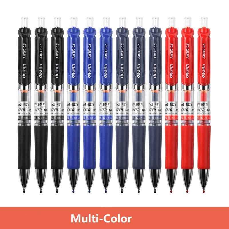 DELI S01 Retractable Quick Dry Gel Pens Fine Point 0.5mm Bulk 12 Count Multi-Color