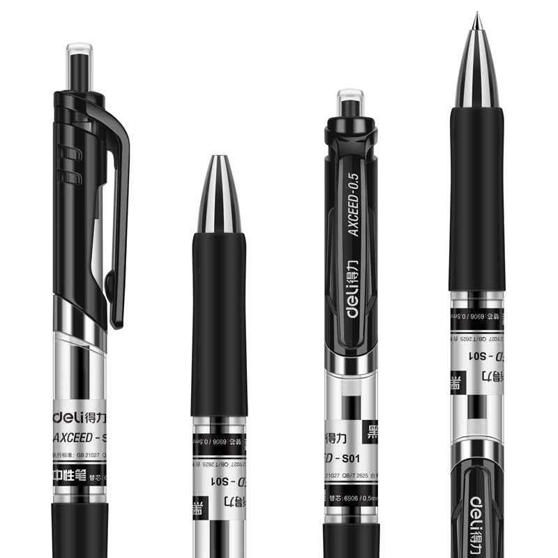 DELI S01 Retractable Quick Dry Gel Pens Fine Point 0.5mm Bulk 12 Count