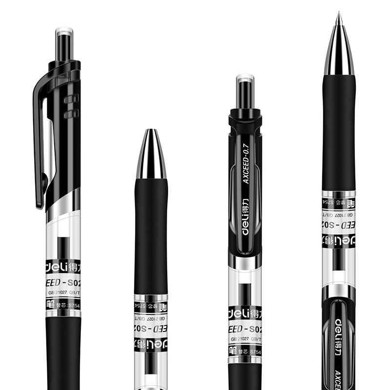 DELI S02 Retractable Gel Pen,Medium Point,0.7mm,Black Ink,12-Pack