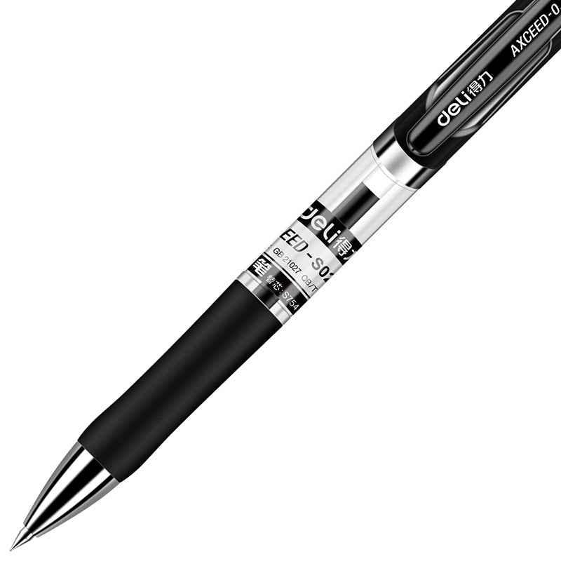DELI S02 Retractable Gel Pen,Medium Point,0.7mm,Black Ink,12-Pack