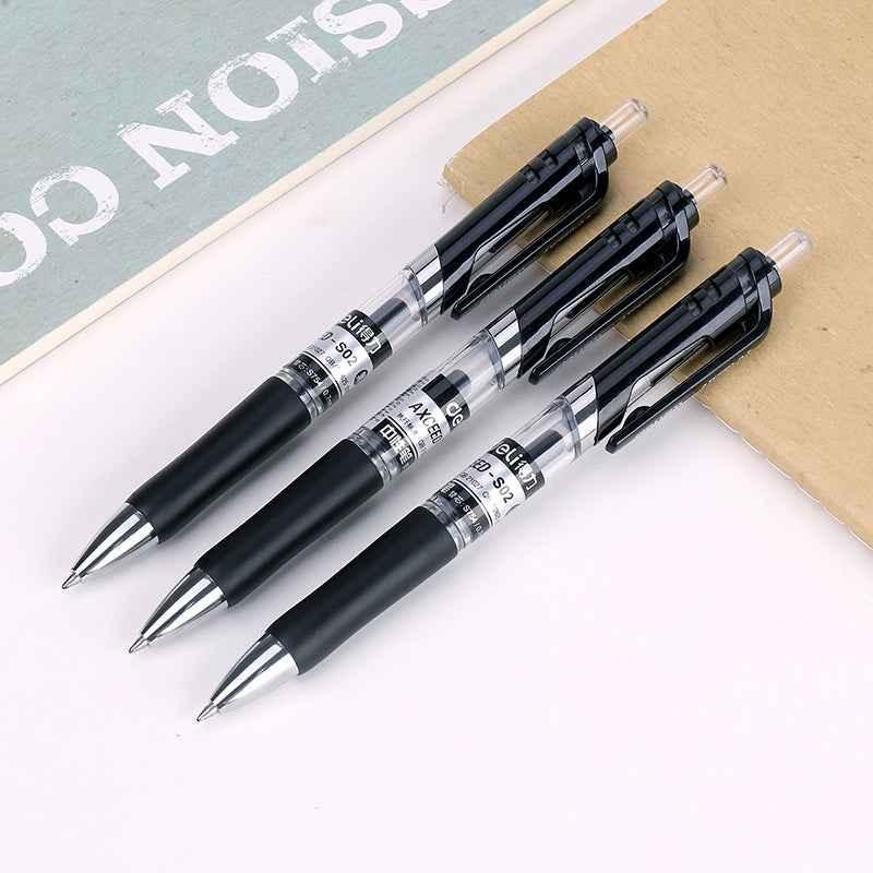 DELI S02 Retractable Gel Pen,Medium Point,0.7mm,Black Ink,12-Pack