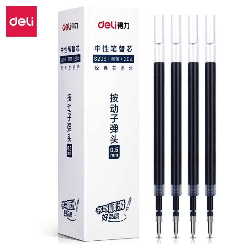 DELI S206 Retractable Gel Ink Pen Refills,0.5mm,20 Count,Black Red Blue