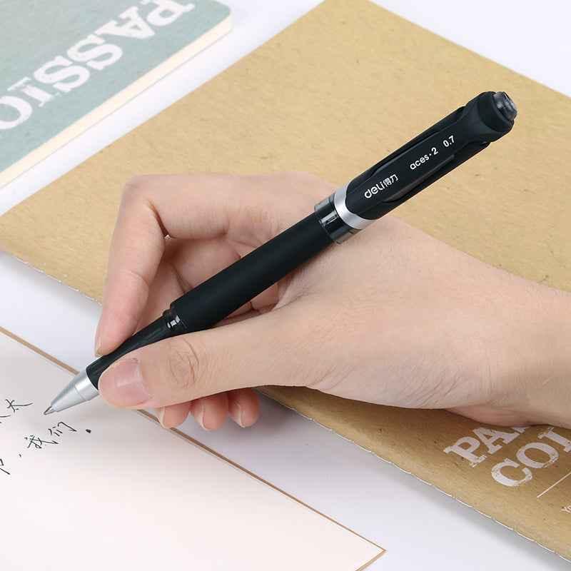 DELI S21 Black Gel Pen 0.7mm Medium Point,12 Pack