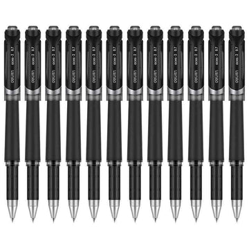 DELI S21 Black Gel Pen 0.7mm Medium Point,12 Pack
