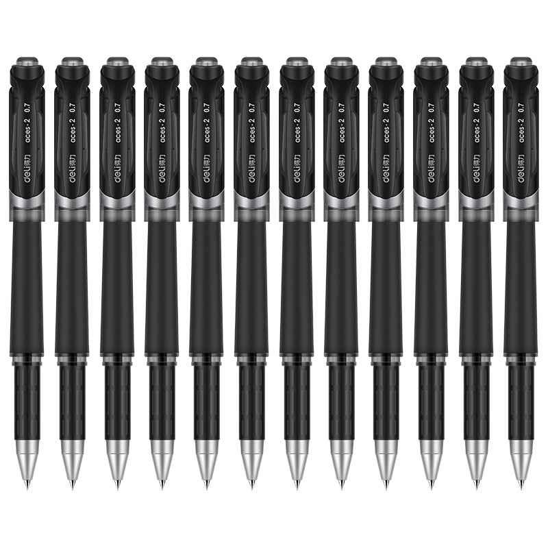 DELI S21 Black Gel Pen 0.7mm Medium Point,12 Pack