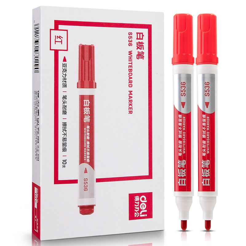 DELI S536 20-Pack Low-Odor Bullet Tip Dry Erase Whiteboard Markers Red